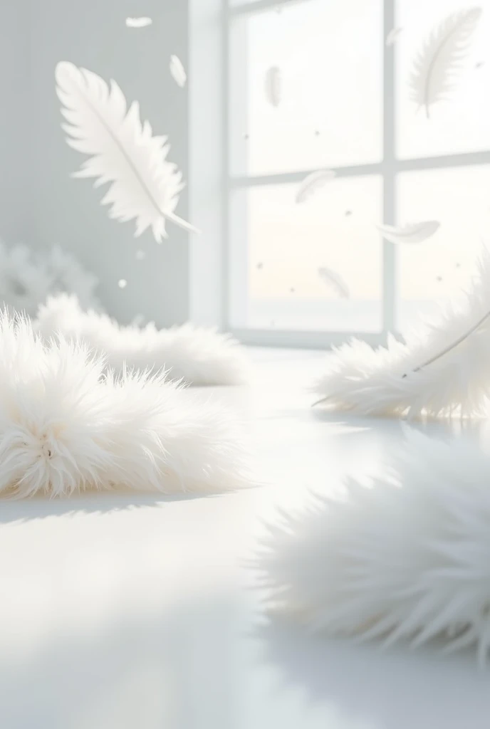 White big feathers on a white floor