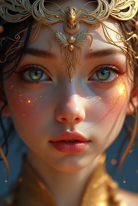 ( masterpiece, top quality,  better quality,  official art ,  beautiful and aesthetic :1.2), (1 girl), detailed eyes at the end , (fractal art:1.3), colorful, highest detailed, (Perfect face),  shiny leather, HDR-10, ( white layer golden lines:1.2), galaxy...