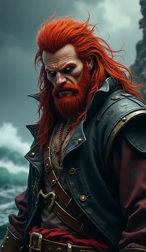 Jack, known for his fiery red hair and fierce demeanor a pirate 