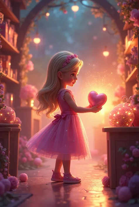 Concept: A princess-like "Coppel girl" enters a magical store where everything she touches transforms into glamorous items. She finds a special gift wrapped in a heart-shaped box, symbolizing love.
Style: Fantasy-inspired with dreamy effects like sparkles ...