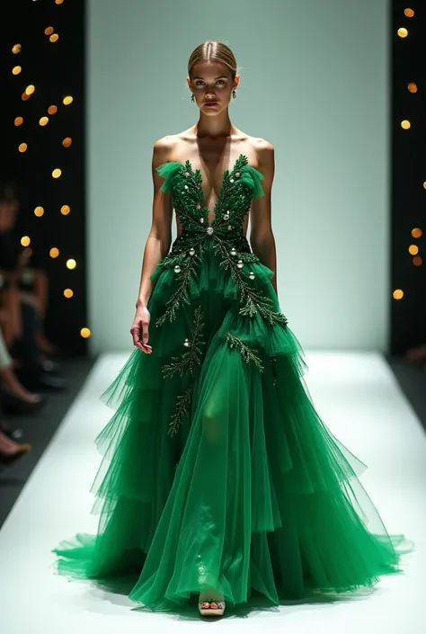 Fashion show with Christmas Tree Dress.