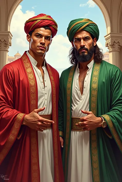 Some HD Quality Picture Cristiano Ronaldo and Imran Khan in which both are wearing Shalwar end turban