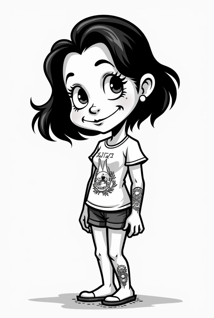 BLACK AND WHITE CARTOON TATI AND A PET TATTOO