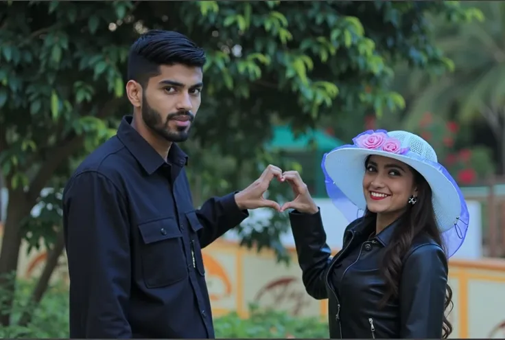 Girl giving red rose to her bf 