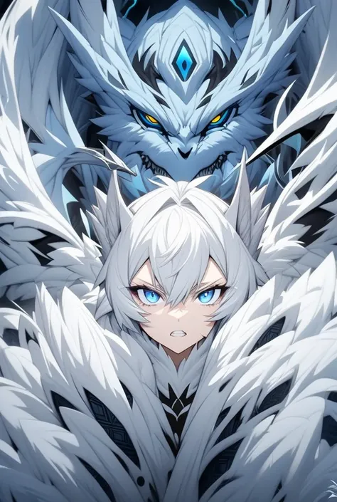 White hair　 blue eyes　Beasts