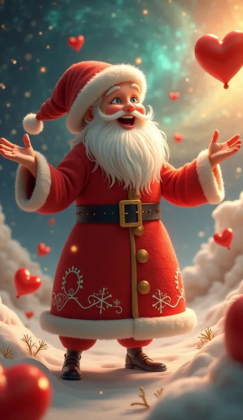 Mary Christmas, wishesh: Hearts of mararism, 8k image, universe world, Santa dressed 