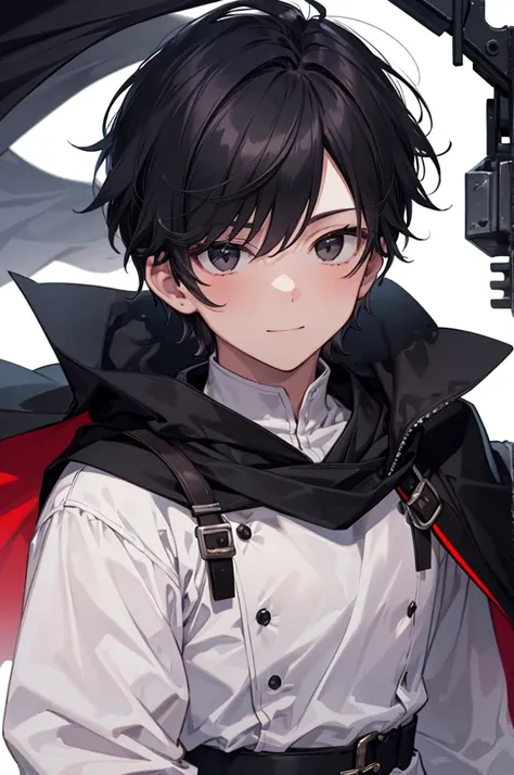 Masterpiece, ((1 boy)), ((Best Quality)), (Ultra-detailed), Highly detailed, (Portrait), ((Cute Handsome Boy, Black hair, Black eyes)), ((20-years-old, Male)), ((White Skin)), ((Black Adventure Outfit, Black Cape, Medieval)), (Beautiful scenery), Daytime, ...