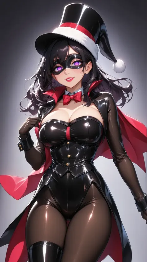  1 mature beautiful woman ,(masterpiece:1.3, top quality :1.3, very detailed depiction:1.3, incredible high definition:1.3,High quality anime drawings),(The Enchanting Thief:1.3),( sexy Santa Claus costume, Santa Claus hat ,His eyes are covered with a blac...