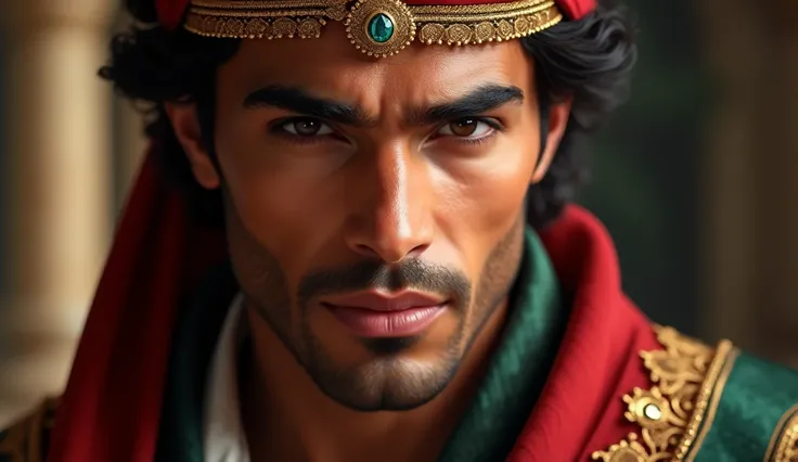 A close-up of Prince Alis face, showing his privileged upbringing.