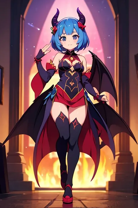 a full body anime pic of a demon princess