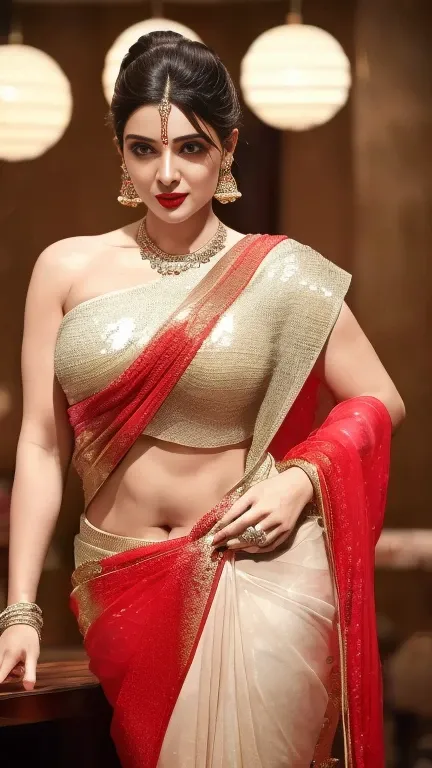 1 man:1.2,close to each other:1.1), (mans hand touching her breast:1.1),bent down over a table and cleaning table,sexy transparent saree, show deep cleavage,hourglass figure,bent down and swooping breasts, transparent blouse, curvy, sexy armpits, seductive...