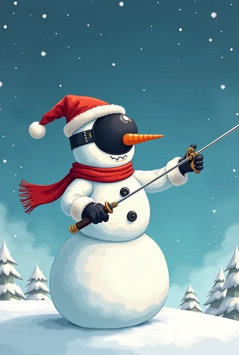 Snowman fencer drawing