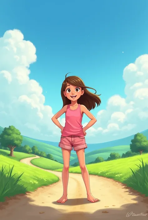  girl wearing pink shorts standing on the road