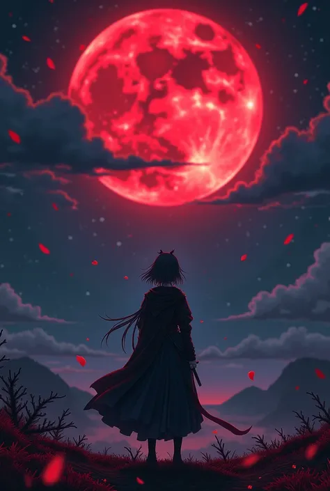 Anime blood moon potrait wallpaper 