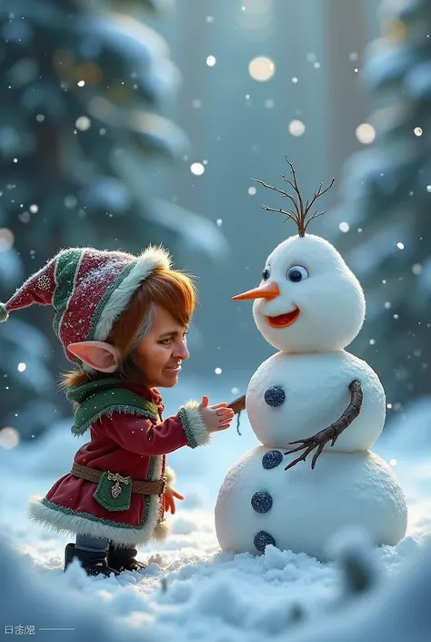 Create an elf a snowman with this face