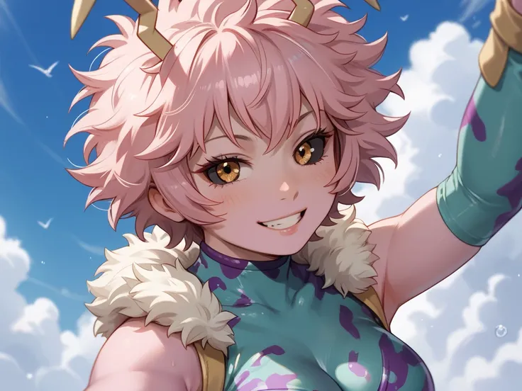 mina ashido in hero suit