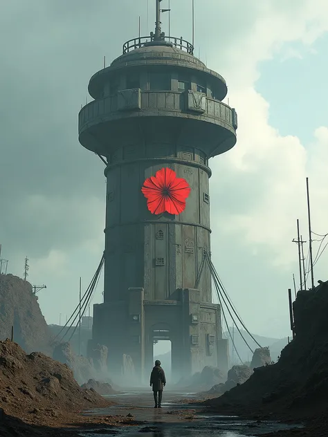 Watchtower of a post-apocalyptic military base, 2030 Name and symbol an Azalea 