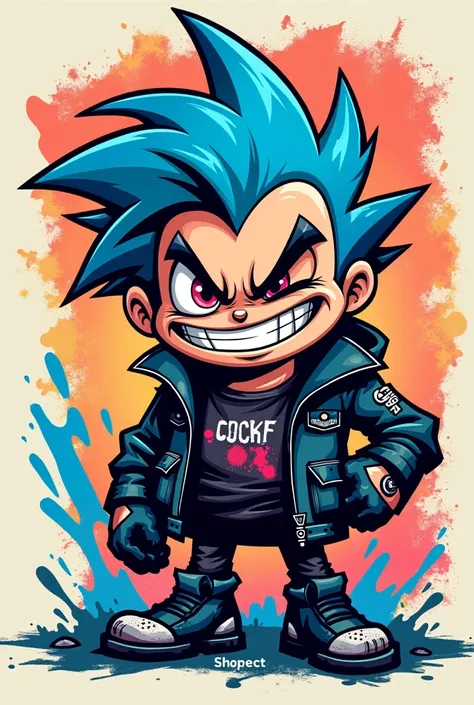 Funny punk logo with blue bik