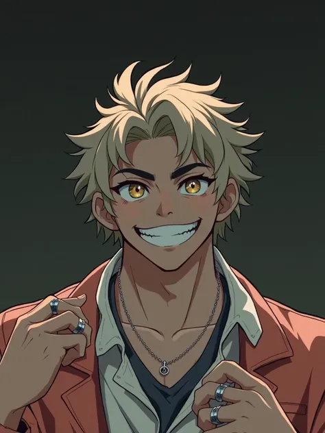  Ryuto is an 18-year-old boy , tall and athletic,  with blond hair dyed in a modern and disheveled cut ,  as if he had never bothered to tidy them up .  His eyes are clear and sparkling ,  always with an expression of superiority and excitement . He wears ...