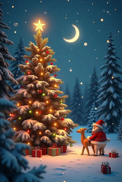  create a Christmas image with the following phrase :  I wish this Christmas to provide you with the best memories and the best moments of happiness with the one you love the most!  and with the following signature : Mariano, Thainá and Nathan .