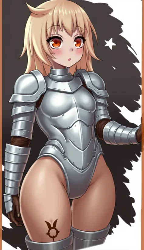 1girl, absurd, red eyes, locked in tightness steel armor, sealed in armor, intricately engraved heavy armor, solid armor, thick plates, forged edges, tight fit collar, trick steel, welded seams, sexy look, high waist, super slim waist, narrow shoulders, na...