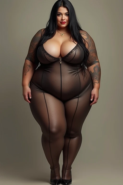 ((Bbw)), ((plump)), ((tall)), ((milf)), (wide hips), (thicc), (big boobs), (thick thighs), puffy cheeks, plump face, (beautiful), long black straight hair, lipstick, mature, wearing cow spandex suit with black heels, (realistic masterpiece)