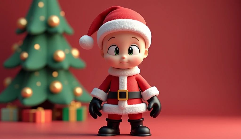 Saitama character wearing Santa Claus outfit, Christmas background image,  3d cartoon style image 