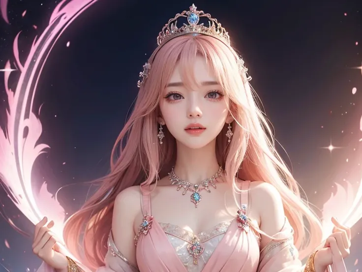 goddess　 light pink
Upper body   　crown　   mysterious face
Aura in the background　 Facing forward　Clothes to neck  

