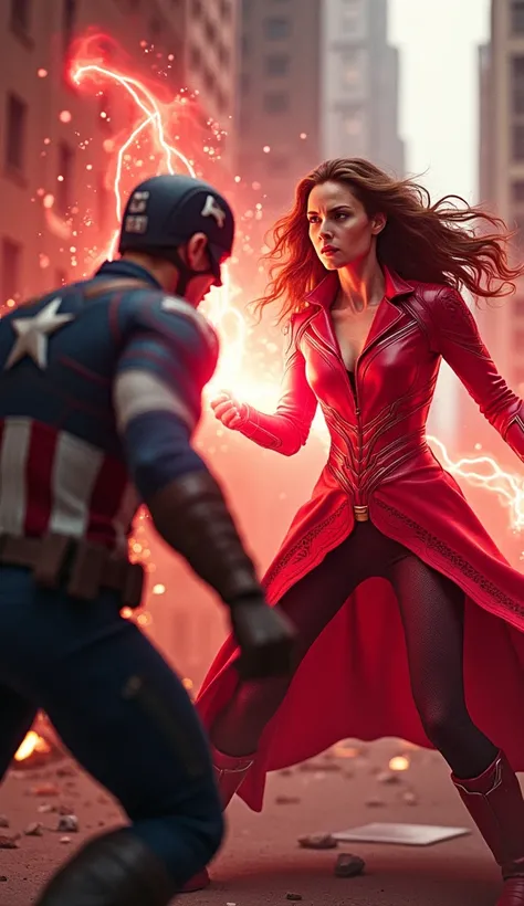 Wanda Angry at Steve Rogers And hit him with his magic power 