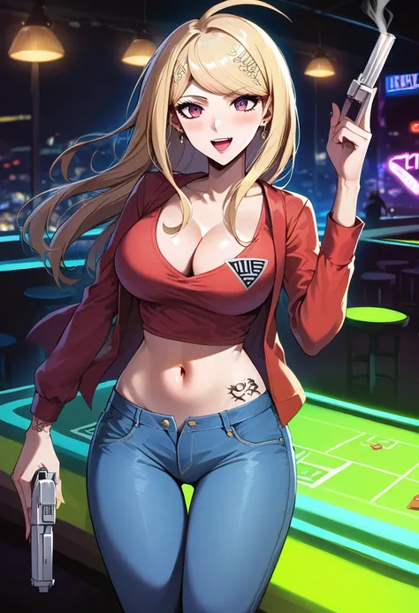 score_9, score_8_up, score_7_up, akamatsu kaede,k43d34k4,1girl,looking at viewer, , ear piercing, long hair, blush, lipstick,Hot girl, baddie, smoking, sensual, attractive ,bar
background, inside bar,indoors, cityscape, casino, nightclub, city lights, mast...