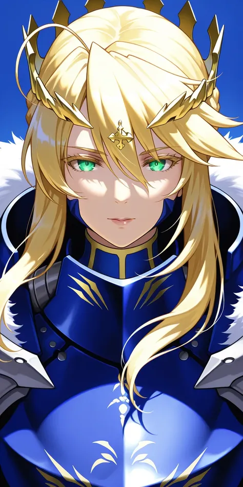 Portrait, mature woman, blonde hair, Artoria pendragon (lancer), Full armor, curvaceous, upper body, ishira akida style, ultra detailed, vibrant color