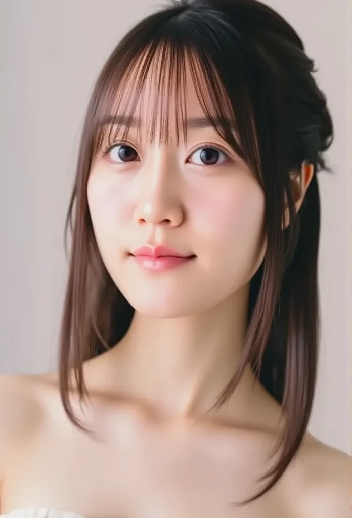 Everything modern:1.66,  a picture of a cute Japanese woman, smile:1.78, 20 years old, Straightening oil, One Length Hair＆Hair Balm:1.55, (photo  realistic :1.4), (hyper  realistic :1.4), ( realistic :1.3), (  smoother lighting  :1.05), ( improves film lig...