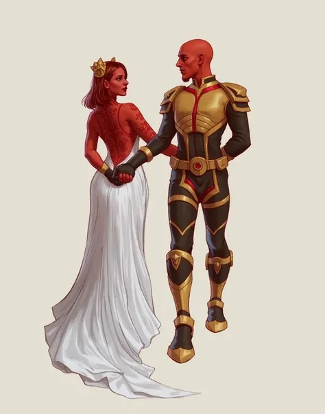 I would like you to be inspired by this model of a TSIS marriage by Swotor to generate images in this style for me by putting my hair on the man.