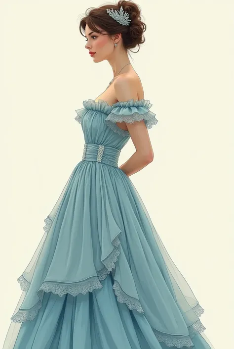 ((High-quality work)), the lines are clear and concise, the light blue dress and the beautiful pleated lace complement each other, which enriches the layering of the whole picture, the graceful Edwardian lace dress and the princess skirt add a lot to the c...