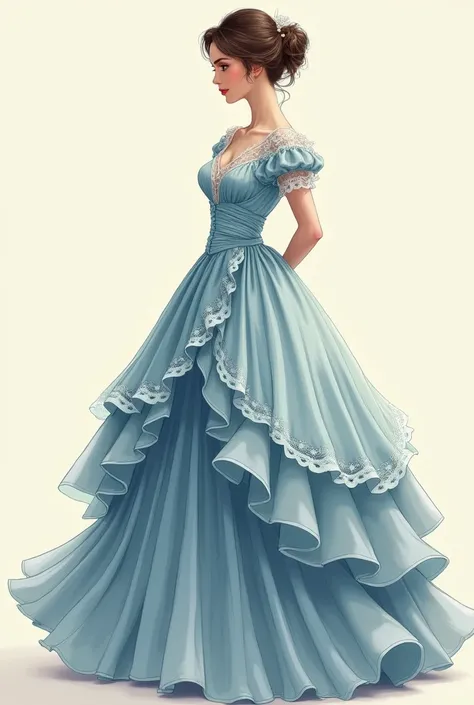 ((High-quality work)), the lines are clear and concise, the light blue dress and the beautiful pleated lace complement each other, which enriches the layering of the whole picture, the graceful Edwardian lace dress and the princess skirt add a lot to the c...