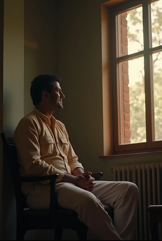 Raj sits in the corner of the room, smiling as he watches Arjun practice for his role. Theres no sign of resentment-only a sense of quiet patience. He looks out the window, lost in thought, knowing his time will come. The scene fades out with them together...