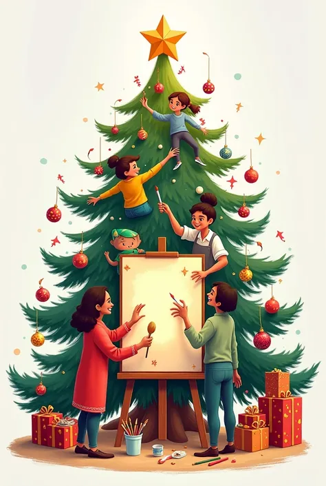 Christmas tree-shaped drawing teams 