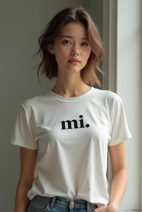 Female castor with t-shirt written Mi