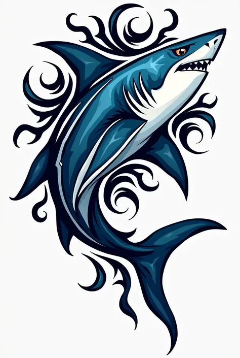 Un requin Bleu tribal tattoage 