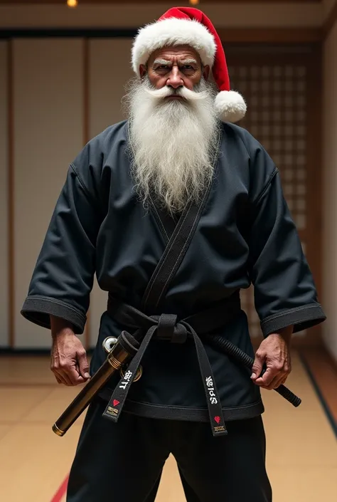 Santa Claus with jiujitsu kimono