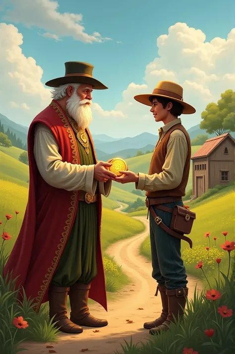 The owner of the gold coin was so pleased that he rewarded the farmer for his kindness and honesty.