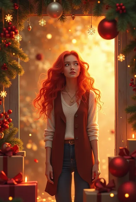 Pour une copine, Match her red hair ,  fall color on the Christmas theme, et que cest ecrire joyeux Noëls 