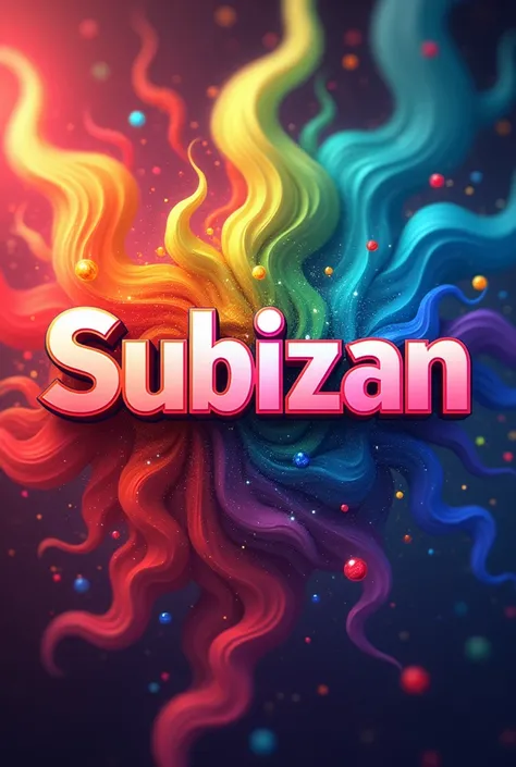 A logo with the word Subizan with lots of colors in the background