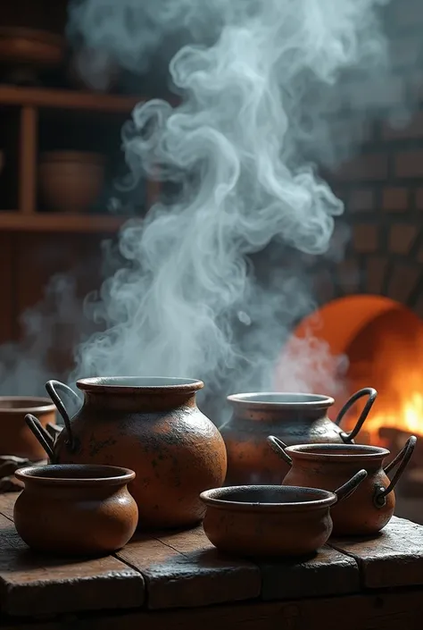 Baking pots with smoke 