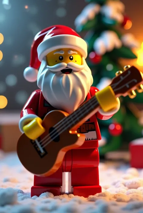 Wish me Christmas with Santa Claus made of Legos playing the guitar
