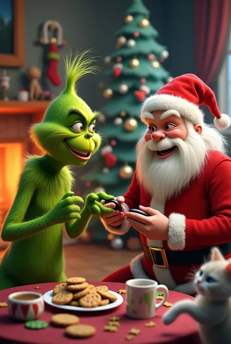 Grinch and Santa Claus playing weiki