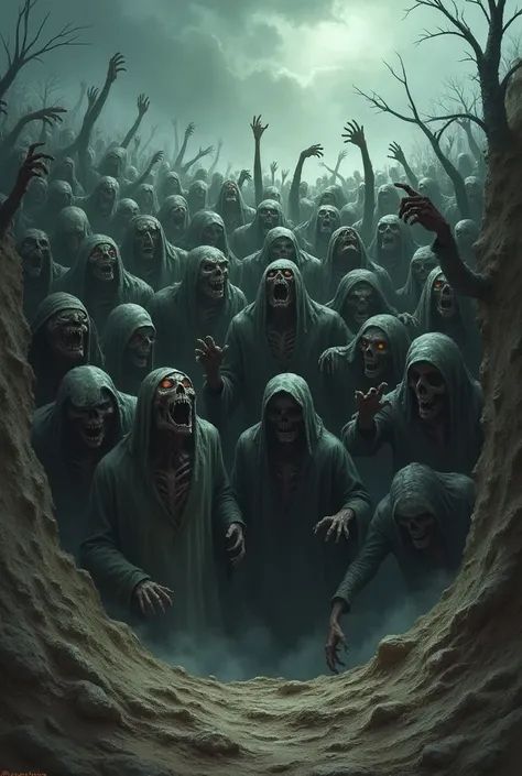 An army of zombies emerges from underground.