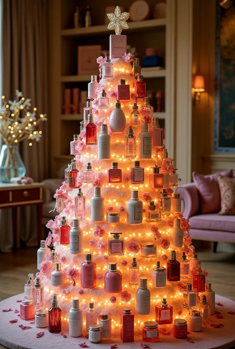 A Christmas tree of perfumes and lotions 