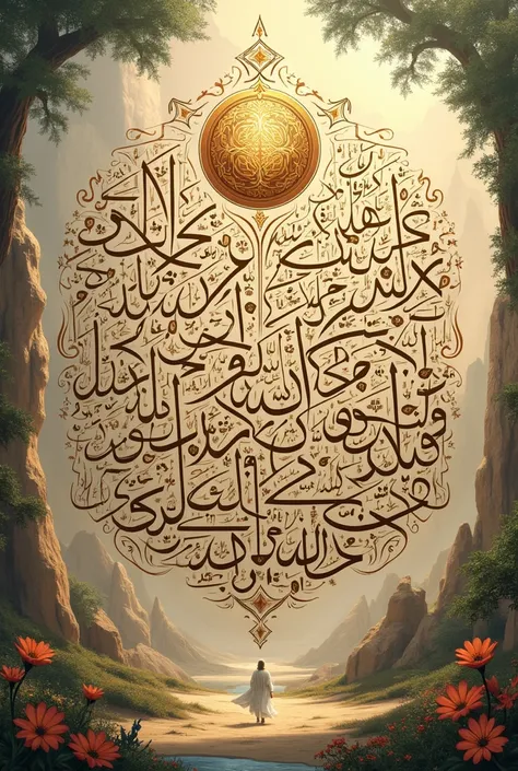 Draw the 99 names of Allah in one realistic image
