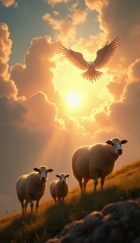 ((Foto RAW),  absurd, ( absurd resolution)),  masterpiece ,  best quality,  create a hyper realistic 3D image , 32 k,  a multitude of heavenly beings filled the sky with praises : " Glory to God on high and peace on earth among men of good will!" THE SHEPH...